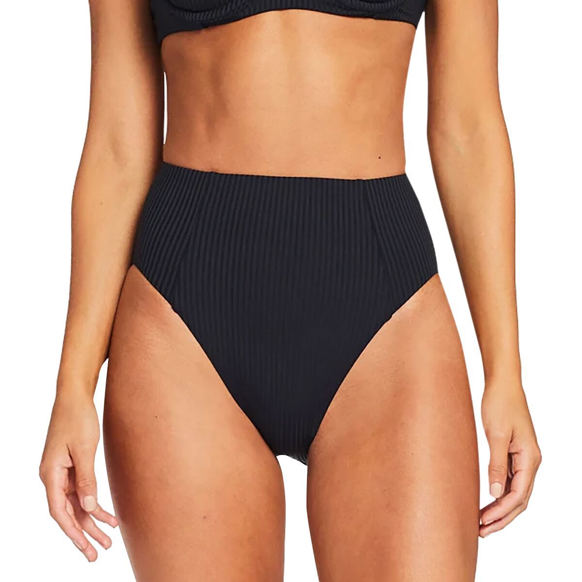 Vitamin A Sienna High Waist Cheeky Cut Bikini Bottom - Women's Black EcoRib, M