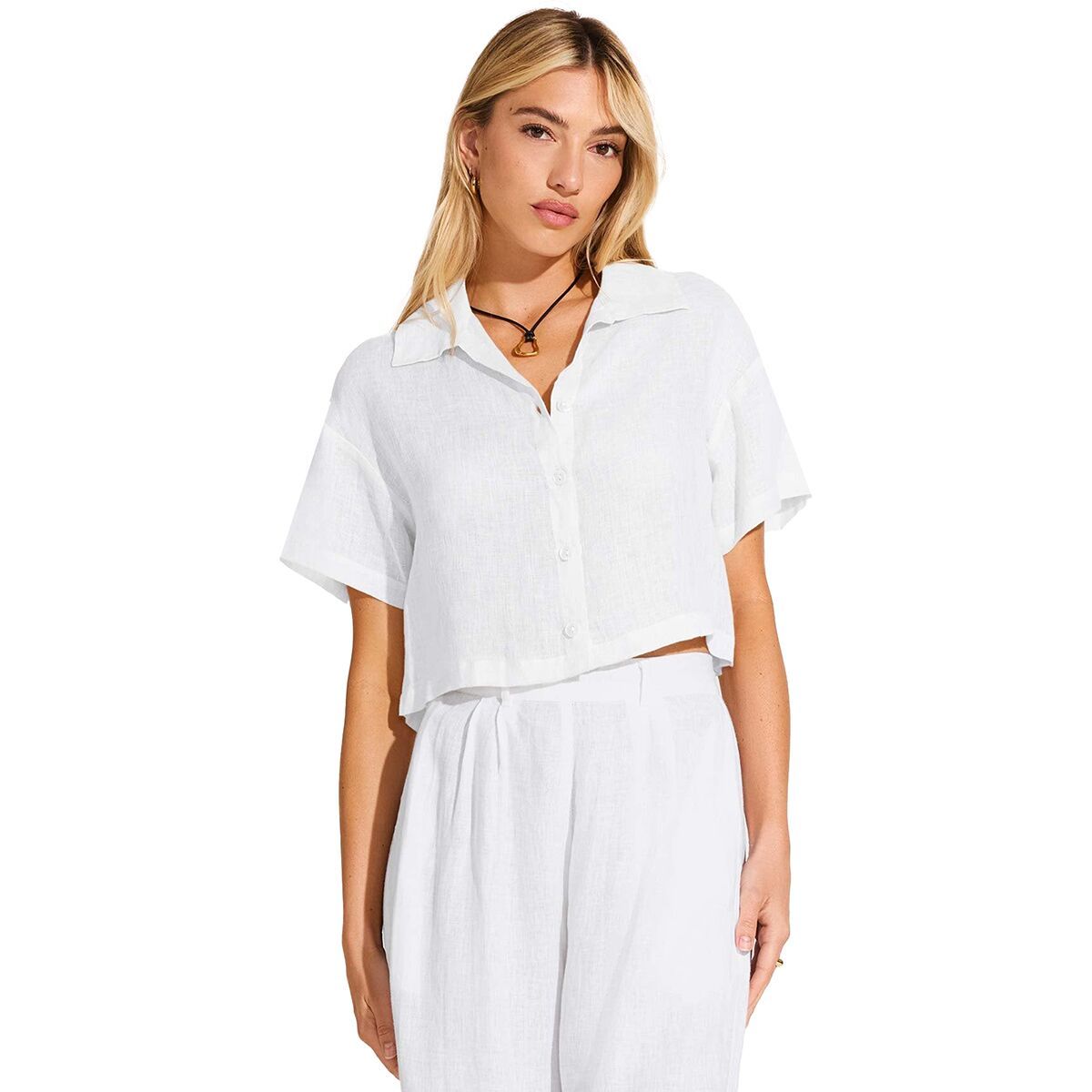 Image of Vitamin A Hana Cropped Shirt - Women's White, M
