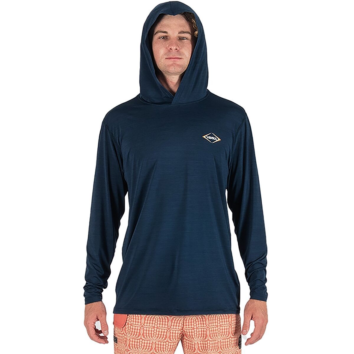 Image of Vissla Twisted Eco Hooded Long-Sleeve Shirt - Men's Navy Heather, L