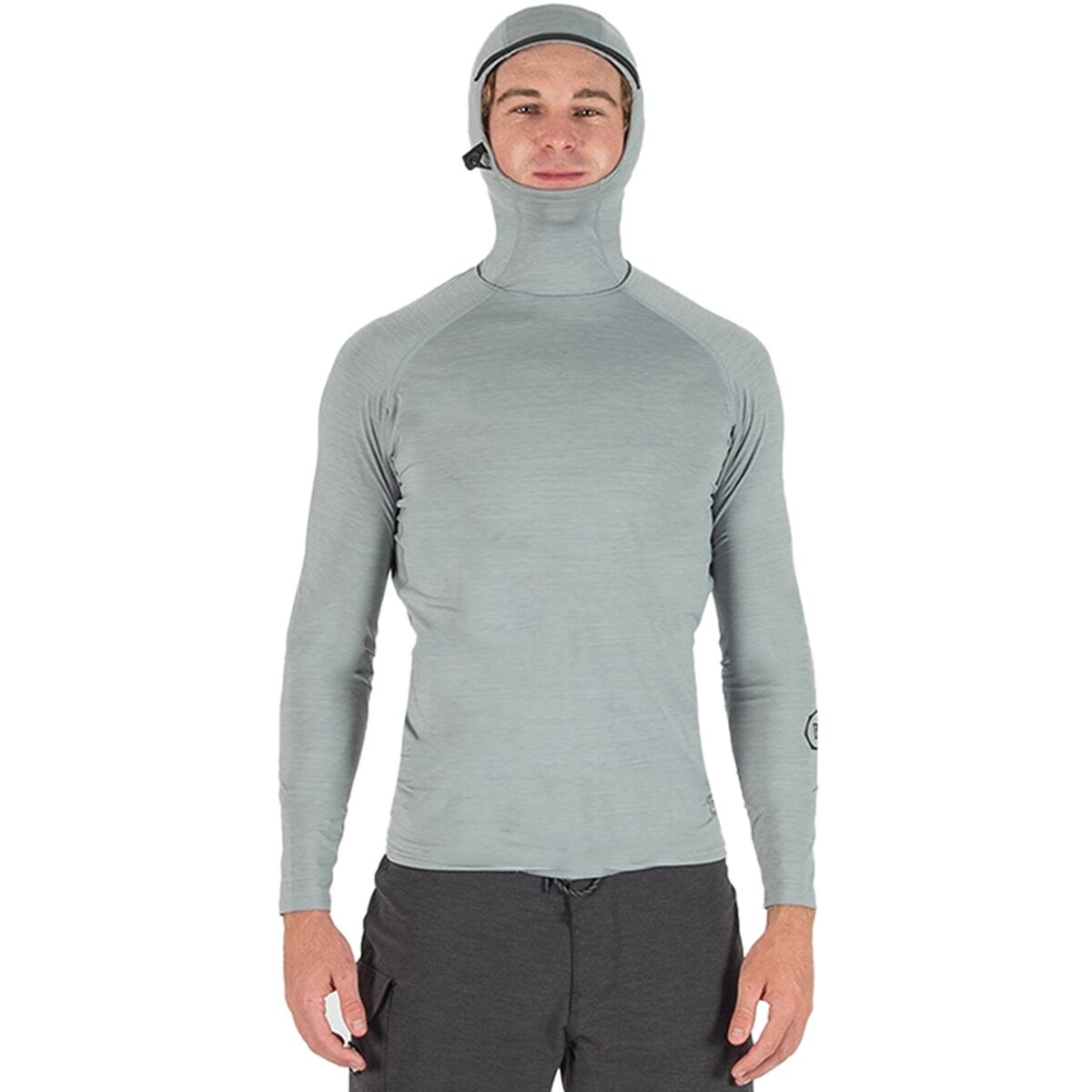 Image of Vissla Warm Seas Eco Hooded Lycra Rashguard - Men's Grey Heather, S
