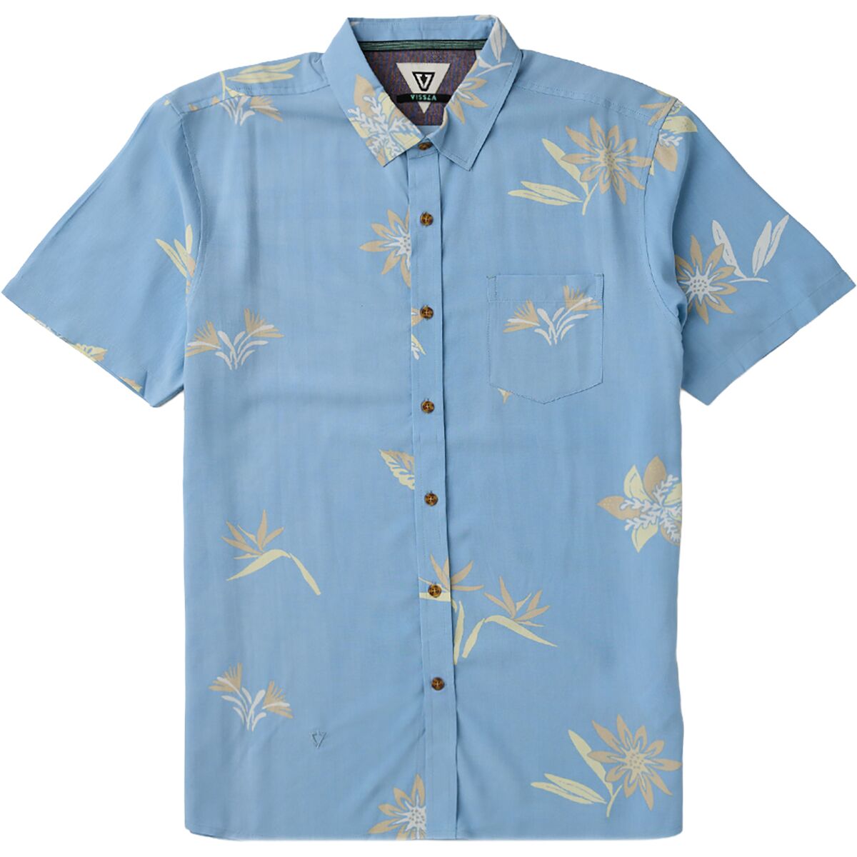Image of Vissla Tonga Shores Short-Sleeve Shirt - Men's Faded Denim, S