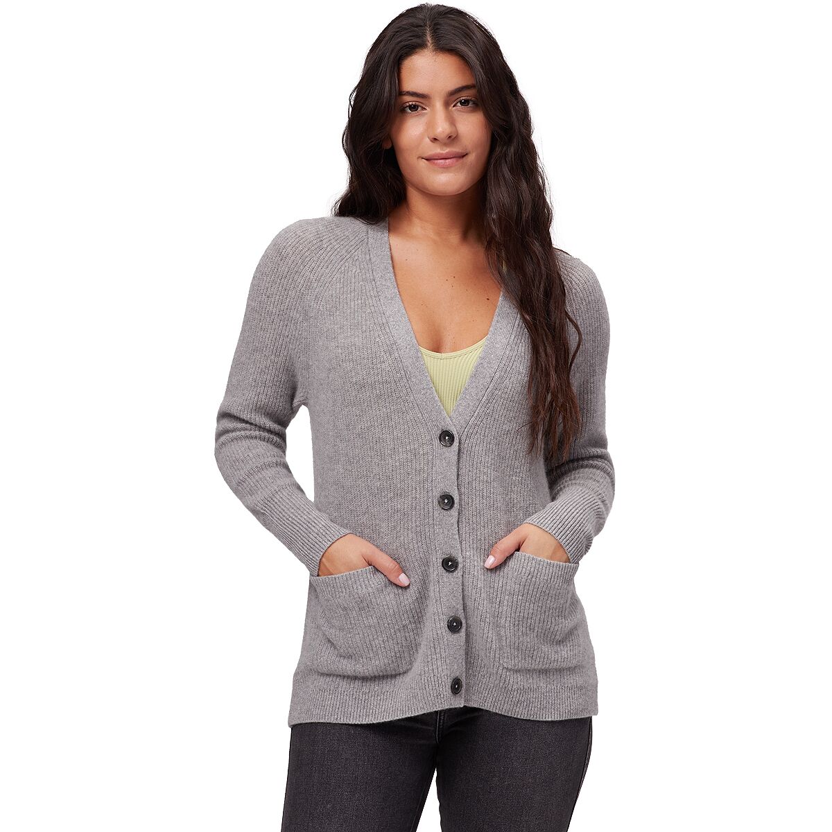 White + Warren Cashmere Rib Stitch Boyfriend Cardigan - Women's product image