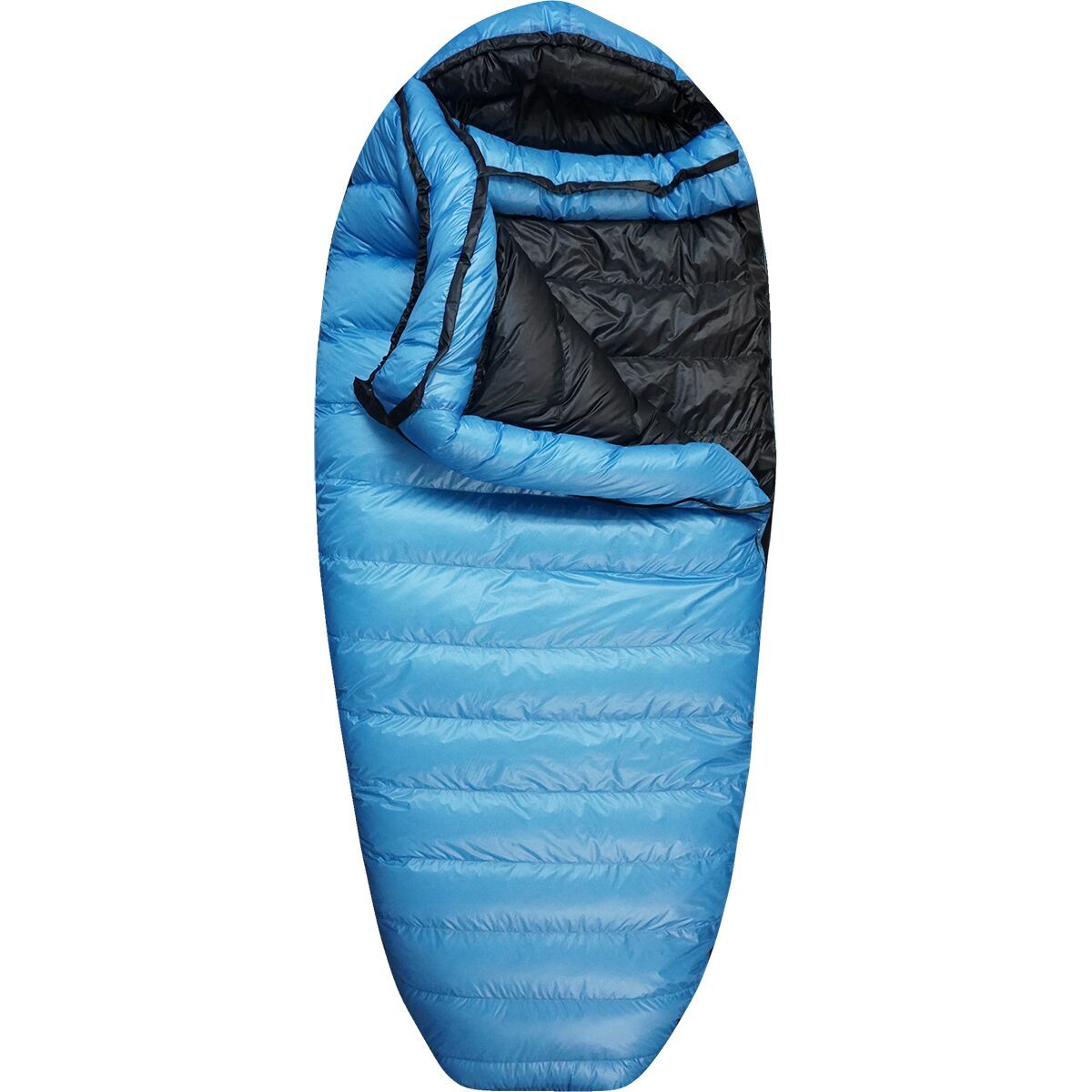 Image of Western Mountaineering Cloudlite Sleeping Bag: 15F Down Skyblue/Black, 6ft/Right Zip