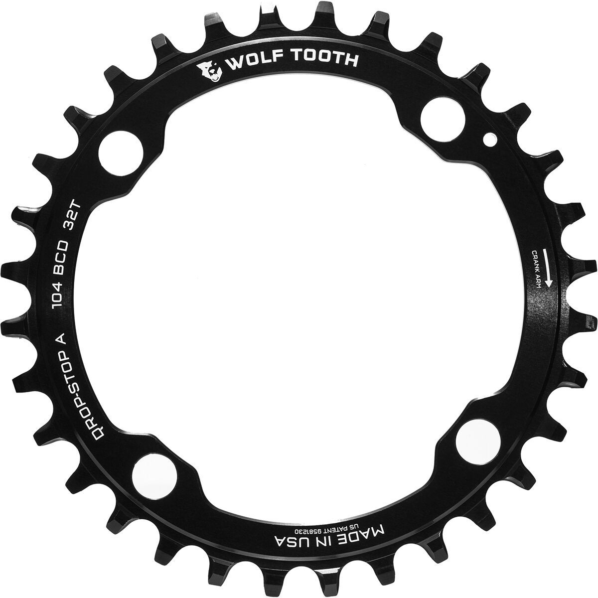 Image of Wolf Tooth Components Drop Stop Chainring Black, 38T/96 (XT M8000) BCD