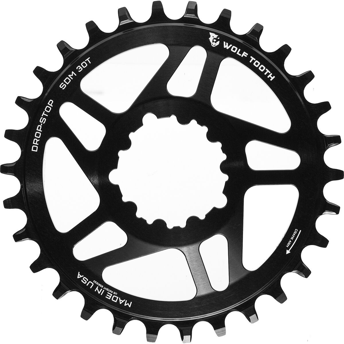 Image of Wolf Tooth Components Drop Stop SRAM Direct Mount Chainring Black/6mm Offset, 28t