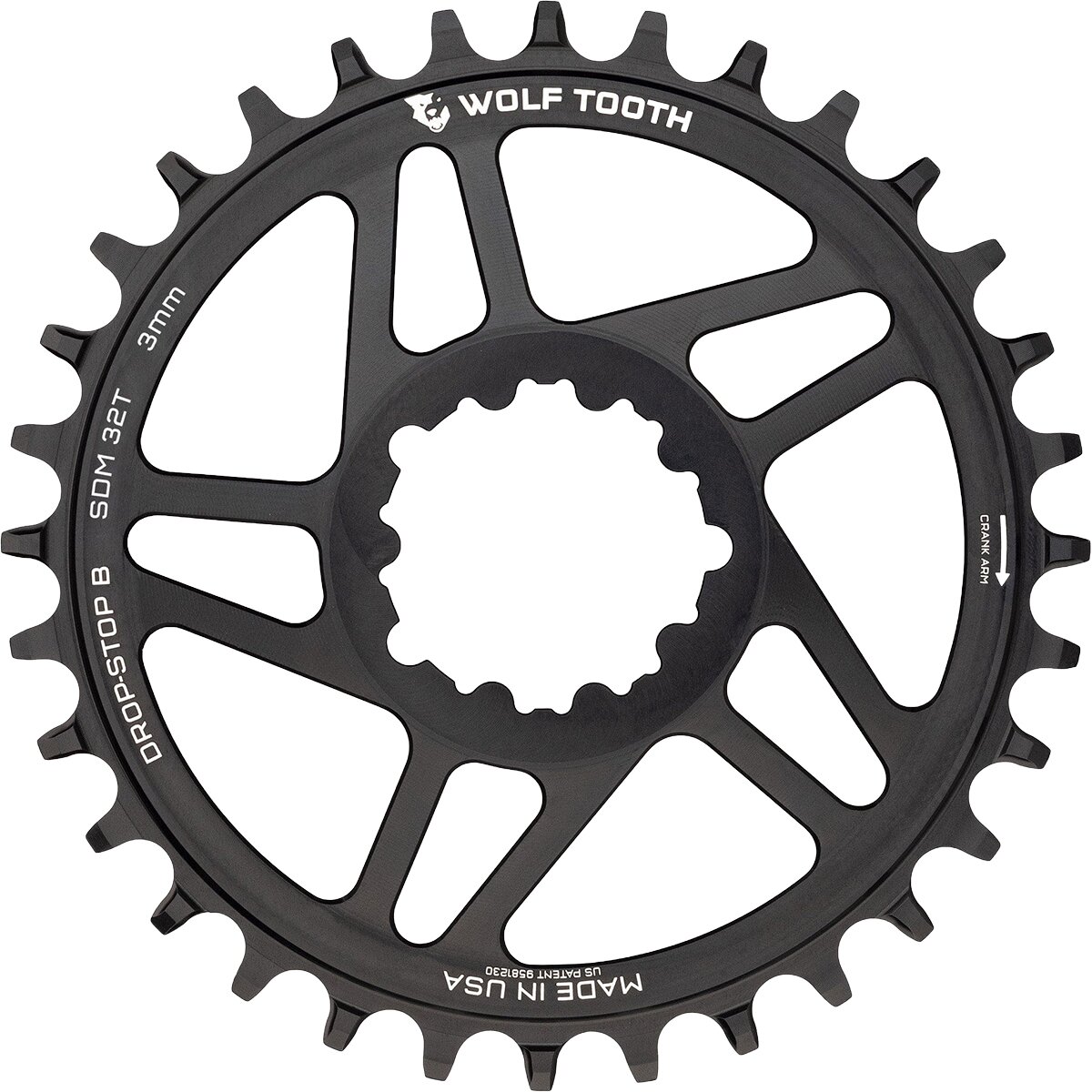 Wolf Tooth Components Wolf Tooth Components Drop Stop SRAM Direct Mount Chainring - Boost Black/3mm Offset, 30t