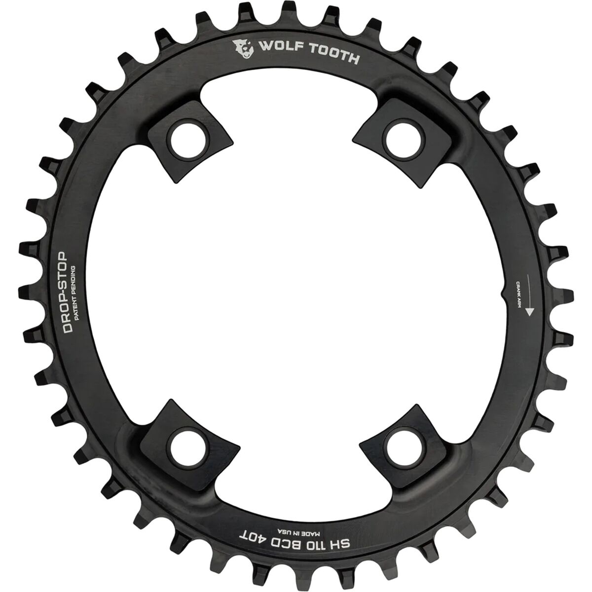 Wolf Tooth Components Wolf Tooth Components Drop Stop PowerTrac Shimano Asymmetric Chainring - 110 BCD Black, 40t