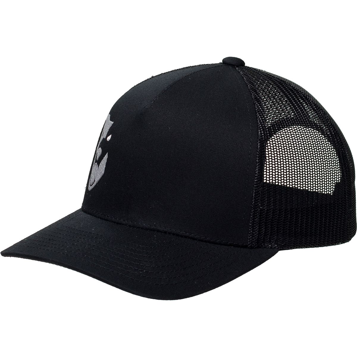 Image of Wolf Tooth Components Logo Trucker Hat Black, Curved Visor