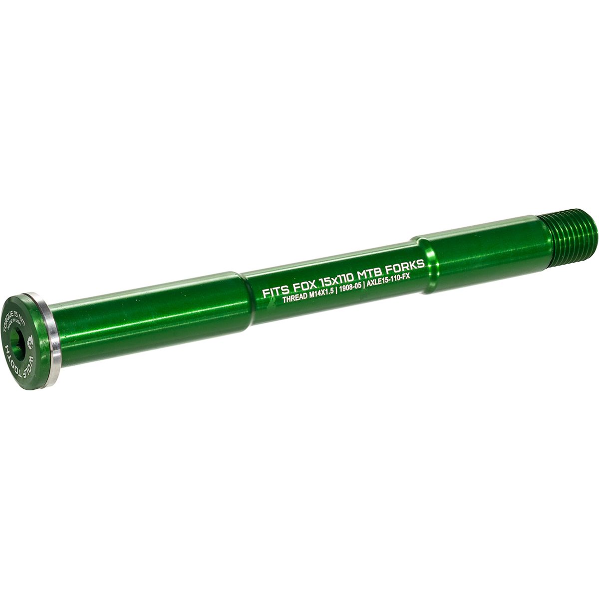 Image of Wolf Tooth Components Wolf Axle For FOX Suspension Forks Green, 15x100mm