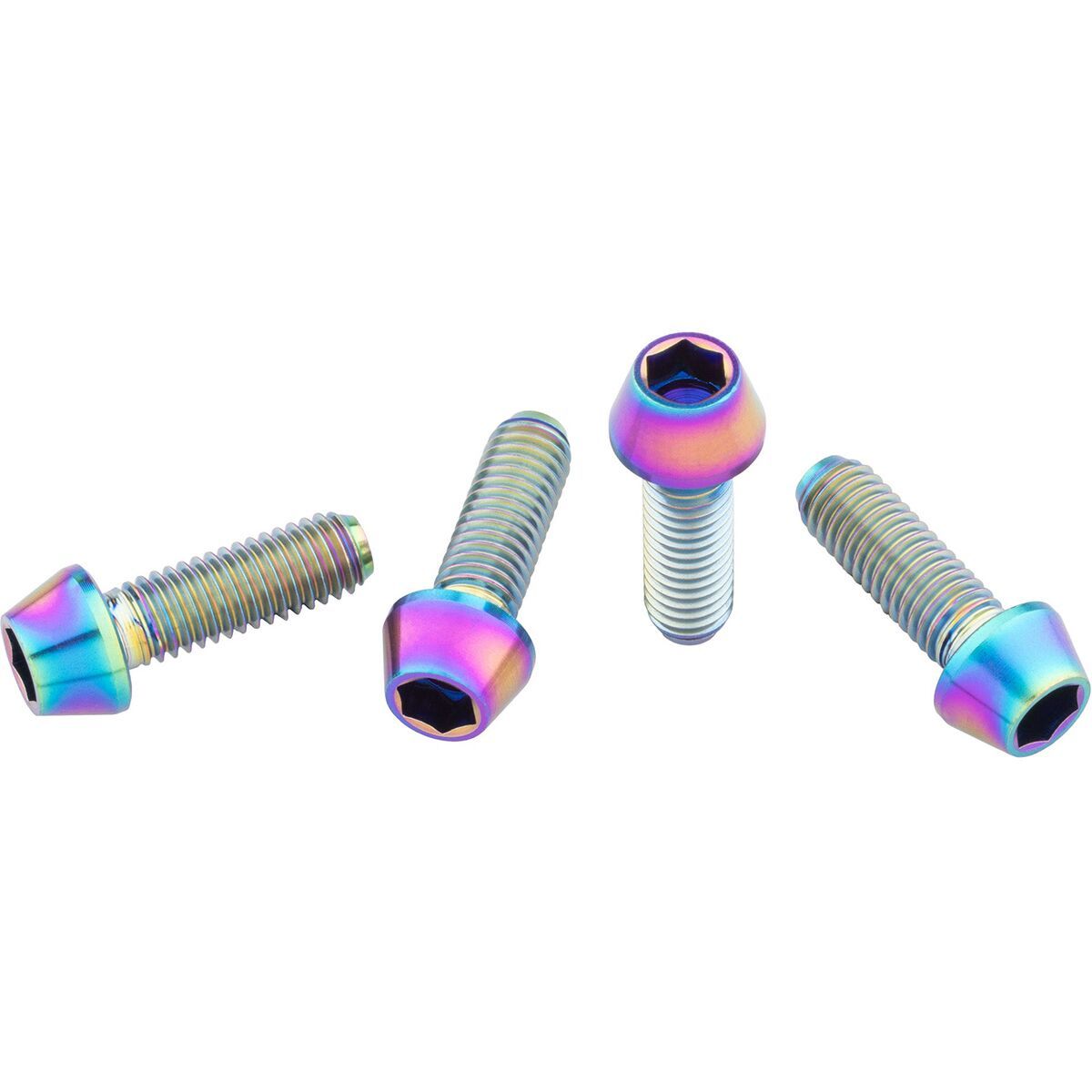 Image of Wolf Tooth Components Ti Water Bottle Cage Bolts Ti Oil Slick, Standard, 4 Pack