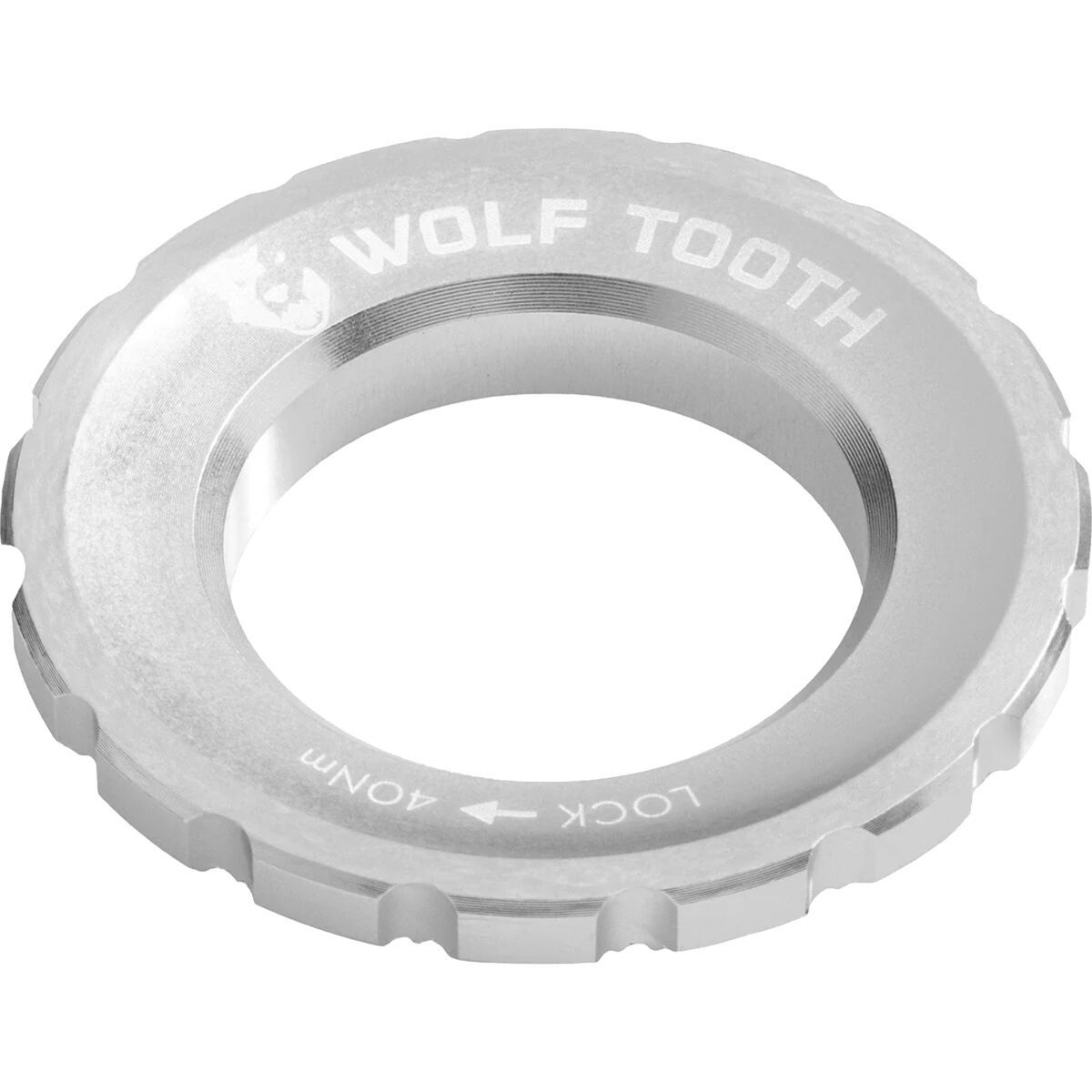 Image of Wolf Tooth Components Centerlock Lockring Raw Silver, Single/QR/12mm/15mm/20mm