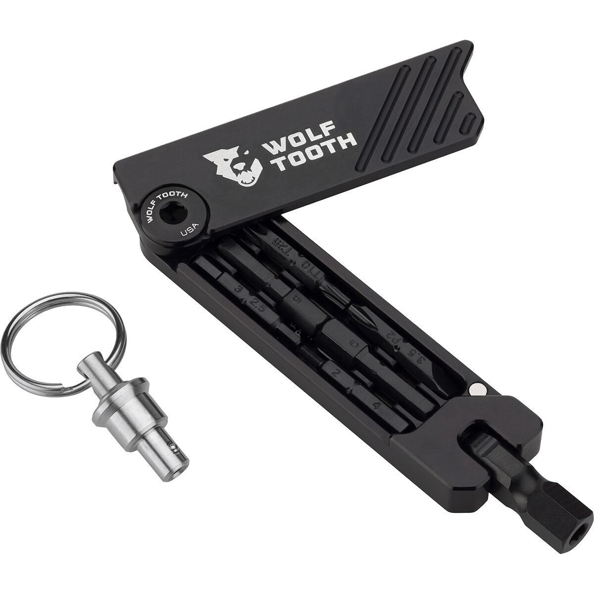 Image of Wolf Tooth Components 6-Bit Hex Wrench Multi-Tool Black Bolt with Keyring, One Size