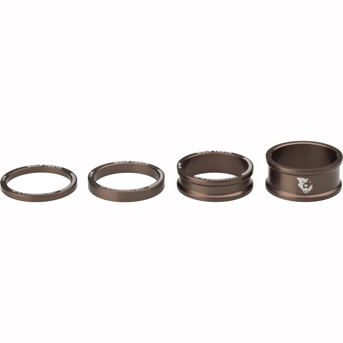 Image of Wolf Tooth Components Precision Headset Spacer Kit - Limited Edition Espresso, 3, 5, 10, 15mm