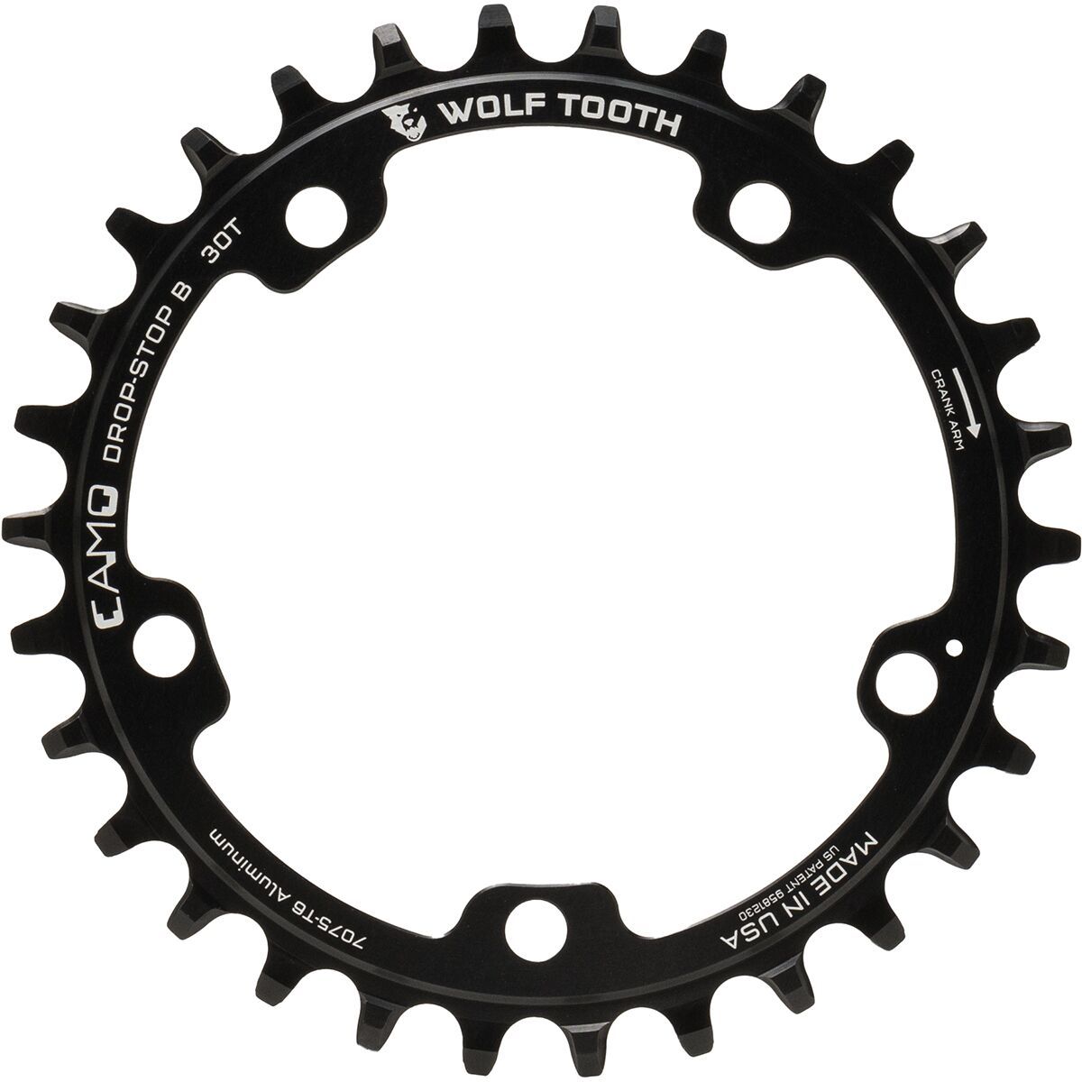 Image of Wolf Tooth Components CAMO Round Chainring Black, 36t