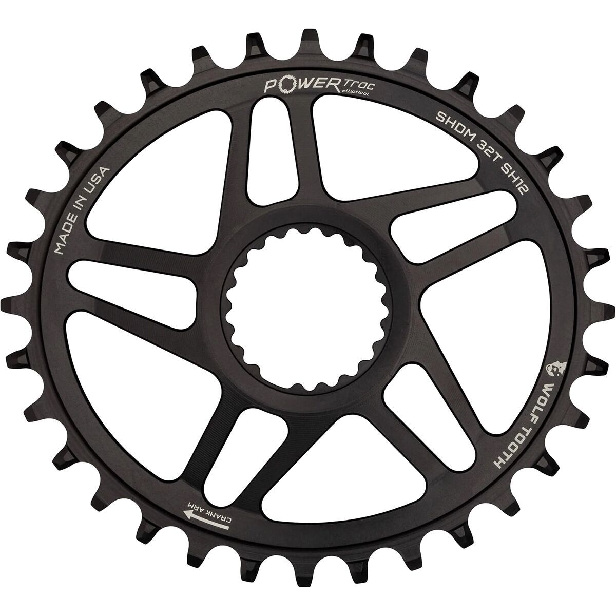 Image of Wolf Tooth Components Direct Mount Oval Chainring for Shimano Cranks - Boost Black, 32t