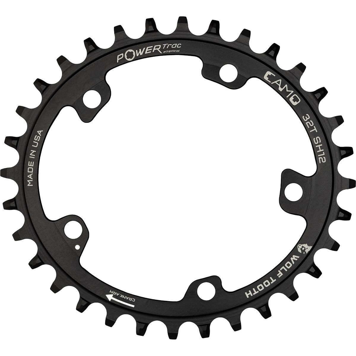 Image of Wolf Tooth Components CAMO Oval Chainring - Shimano 12-Speed Black, 32t