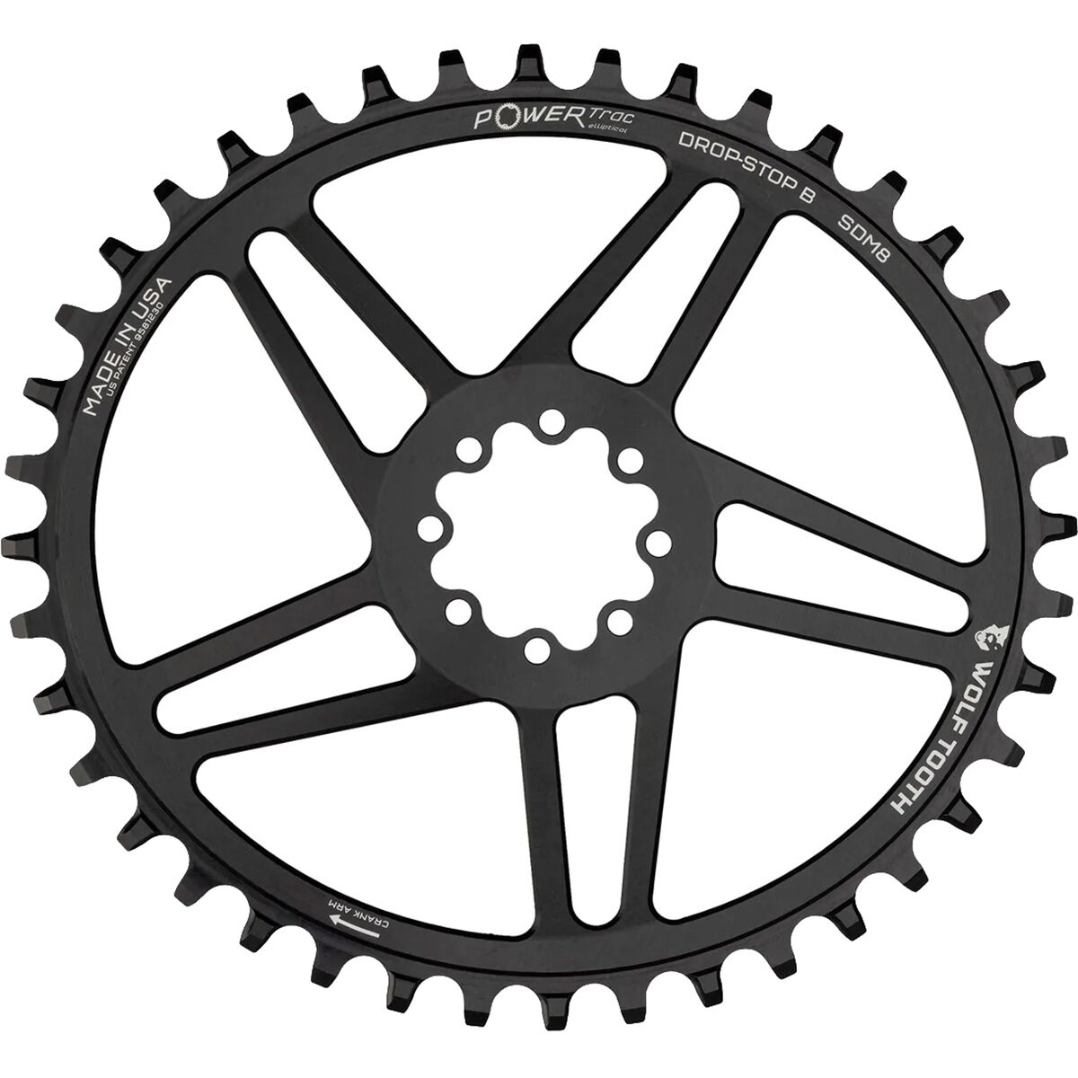 Image of Wolf Tooth Components SRAM Compatible 8-Bolt Direct Mount Oval Chainring Black, 42t