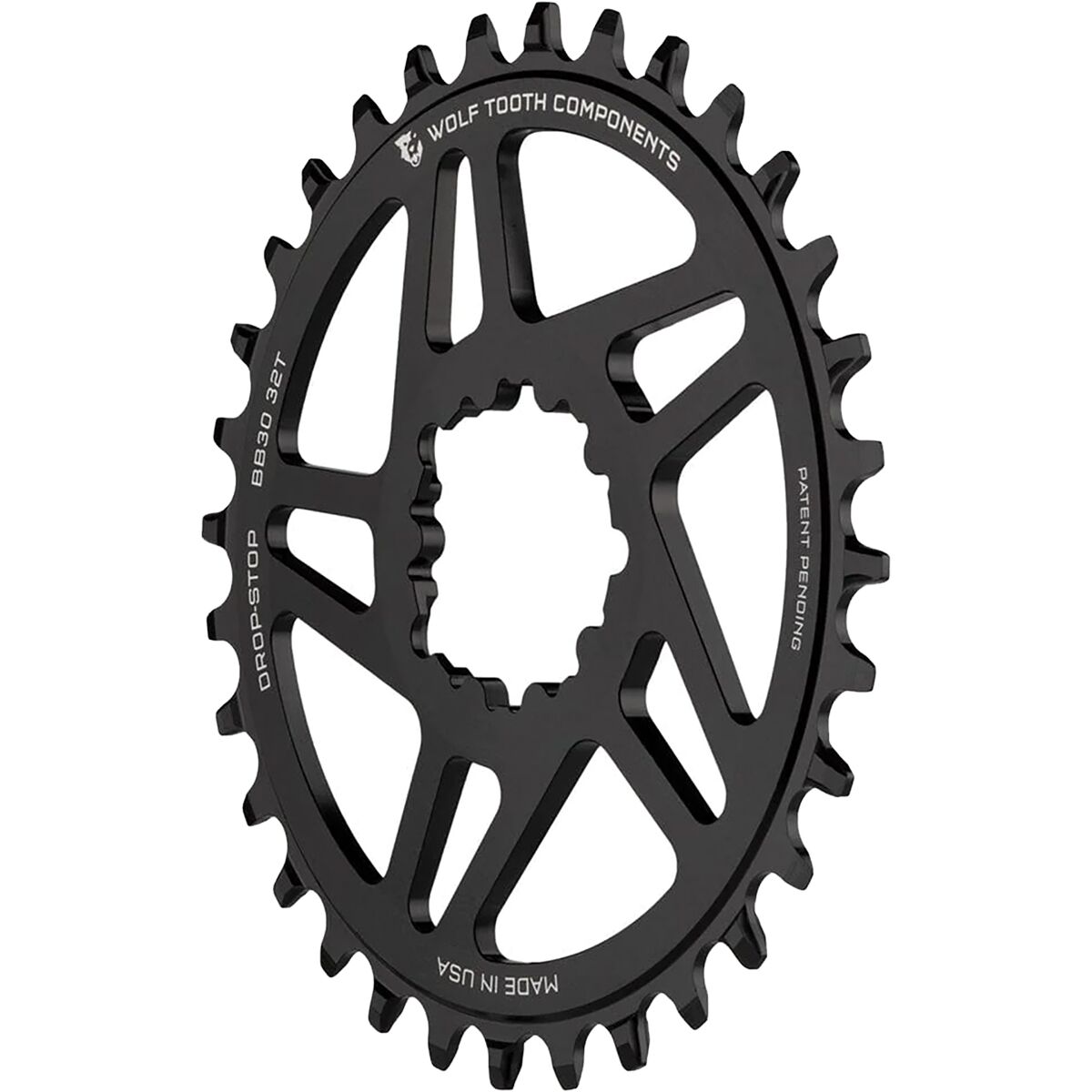 Wolf Tooth Components Wolf Tooth Components Drop Stop PowerTrac SRAM Direct Mount Oval Chainring - BB31 Black/0mm Offset, 32t
