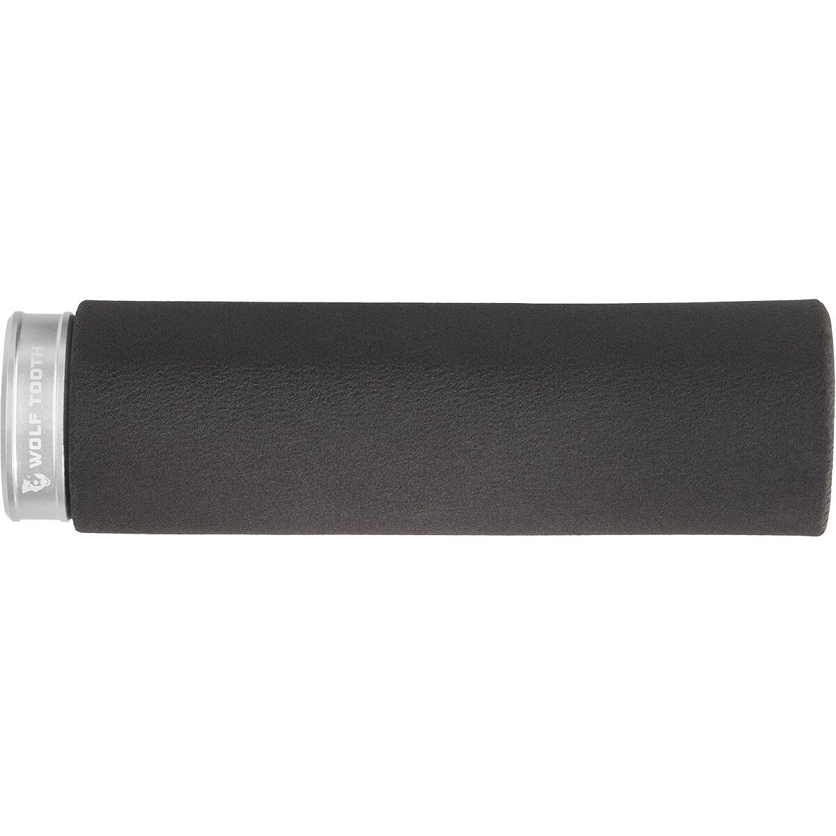 Image of Wolf Tooth Components Lock-On Fat Paw Grip Black Grip w/ Raw Silver Collar, One Size