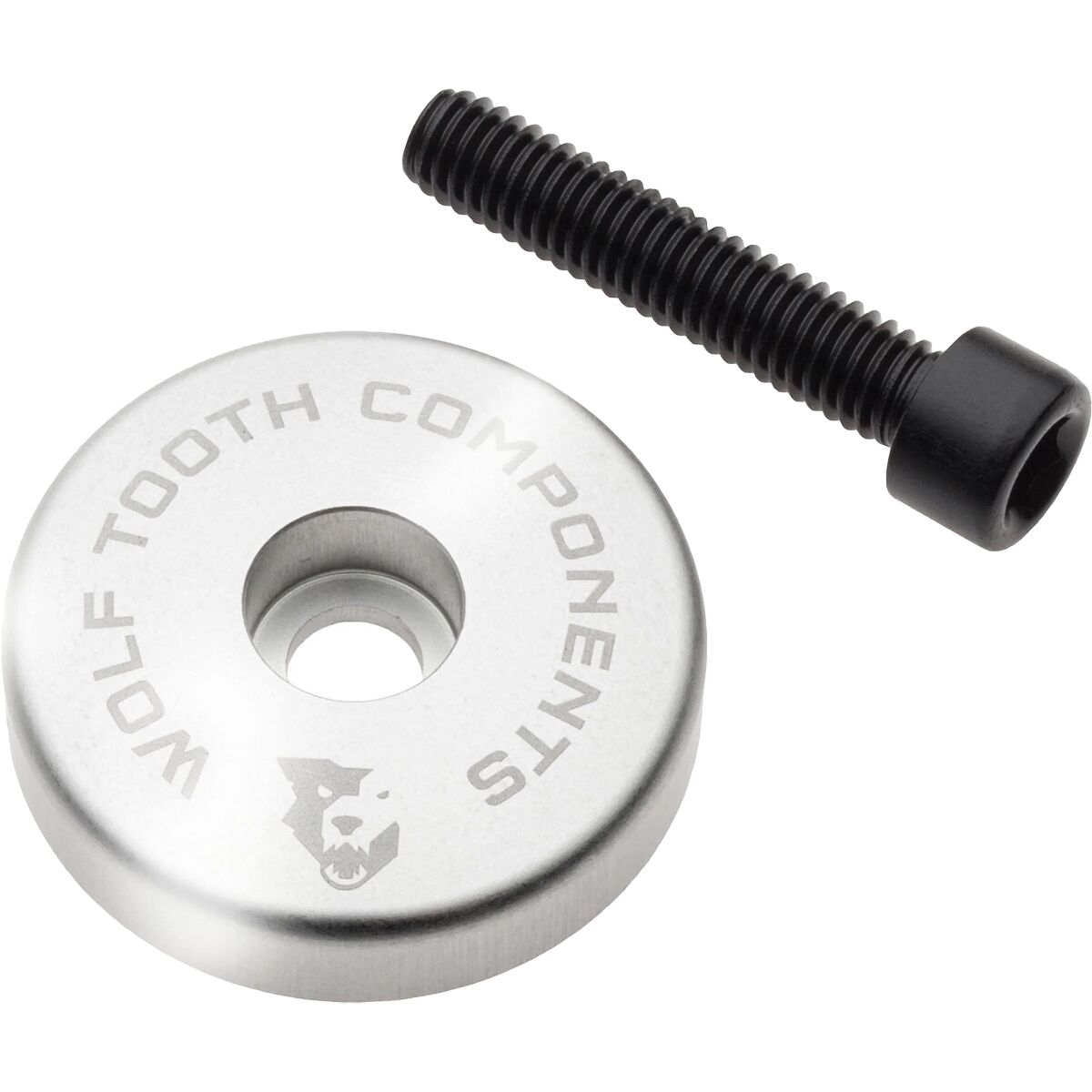Wolf Tooth Components Wolf Tooth Components Stem Cap w/Spacer Raw Silver, 5mm Spacer