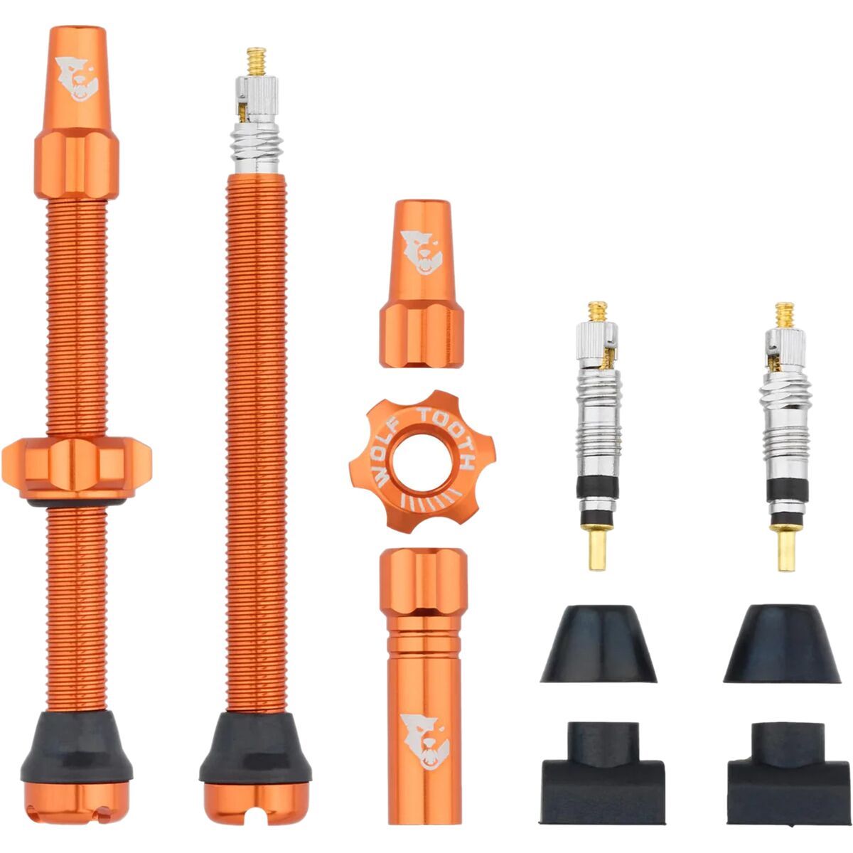 Image of Wolf Tooth Components Tubeless Valve Stems Orange, 60mm