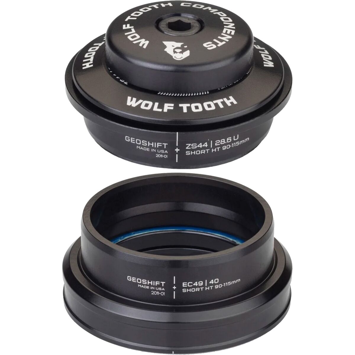 Wolf Tooth Components Wolf Tooth Components ZS44 Upper EC49 Lower GeoShift Angle Headset One Color, Short, 1-Degree