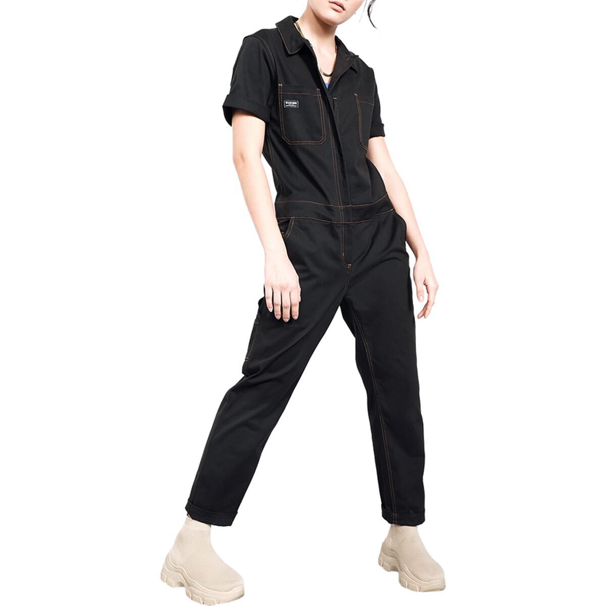 Image of Wildfang The Essential Short-Sleeve Coverall Black, XL