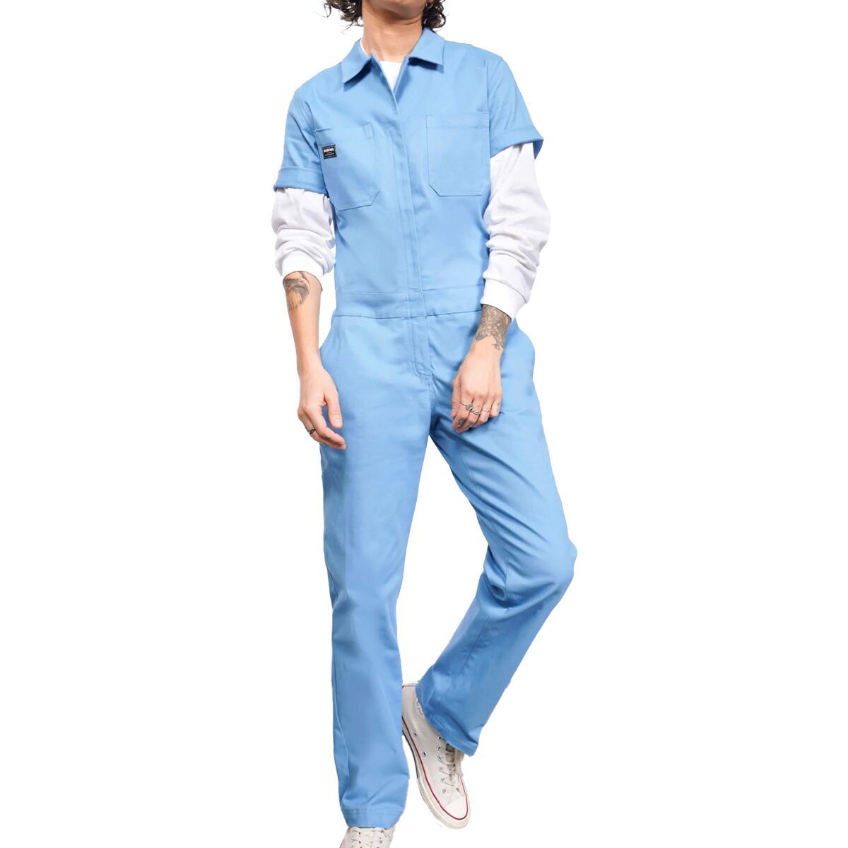Image of Wildfang The Essential Short-Sleeve Coverall Blue Sky, L