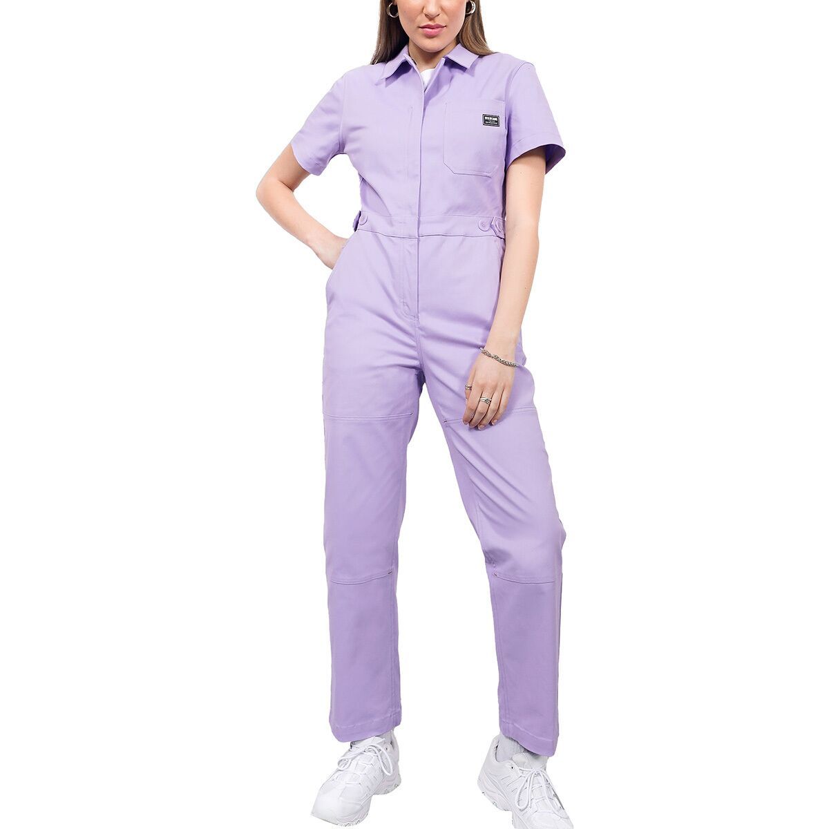 Image of Wildfang The Essential Short-Sleeve High Waisted Coverall Lilac, M