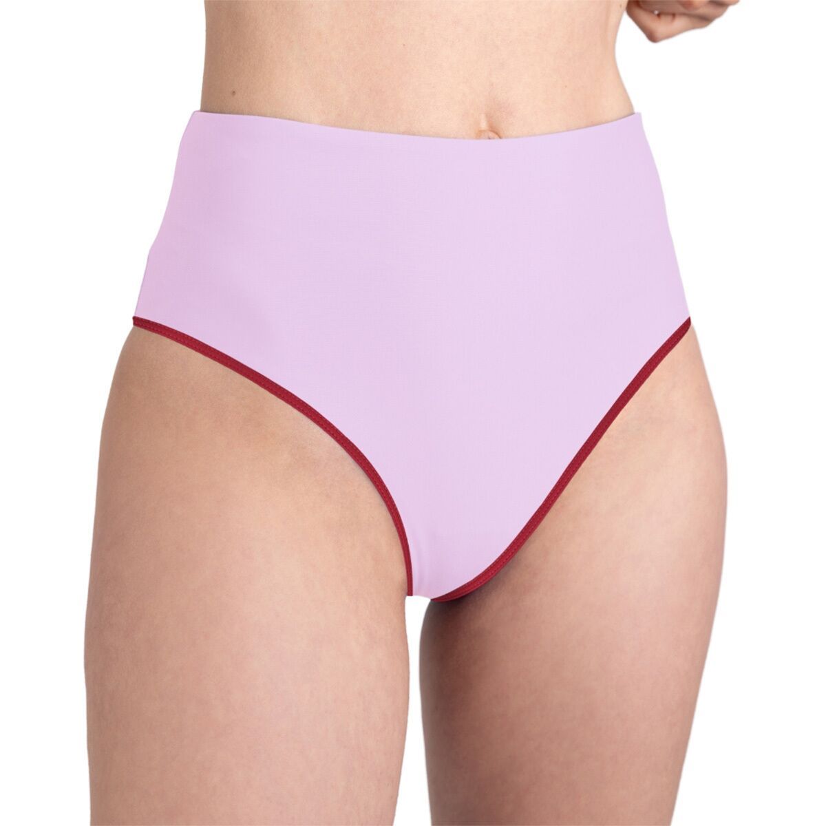 Image of Wallien High Waist Bikini Bottom - Women's Lilac/Sporting Red, XL