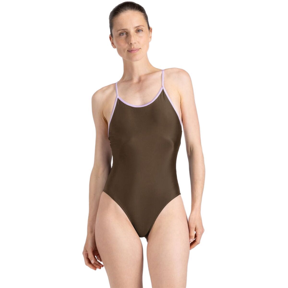 Image of Wallien Liberty Racerback Performance Swimsuit - Women's Coffee/Lilac, L