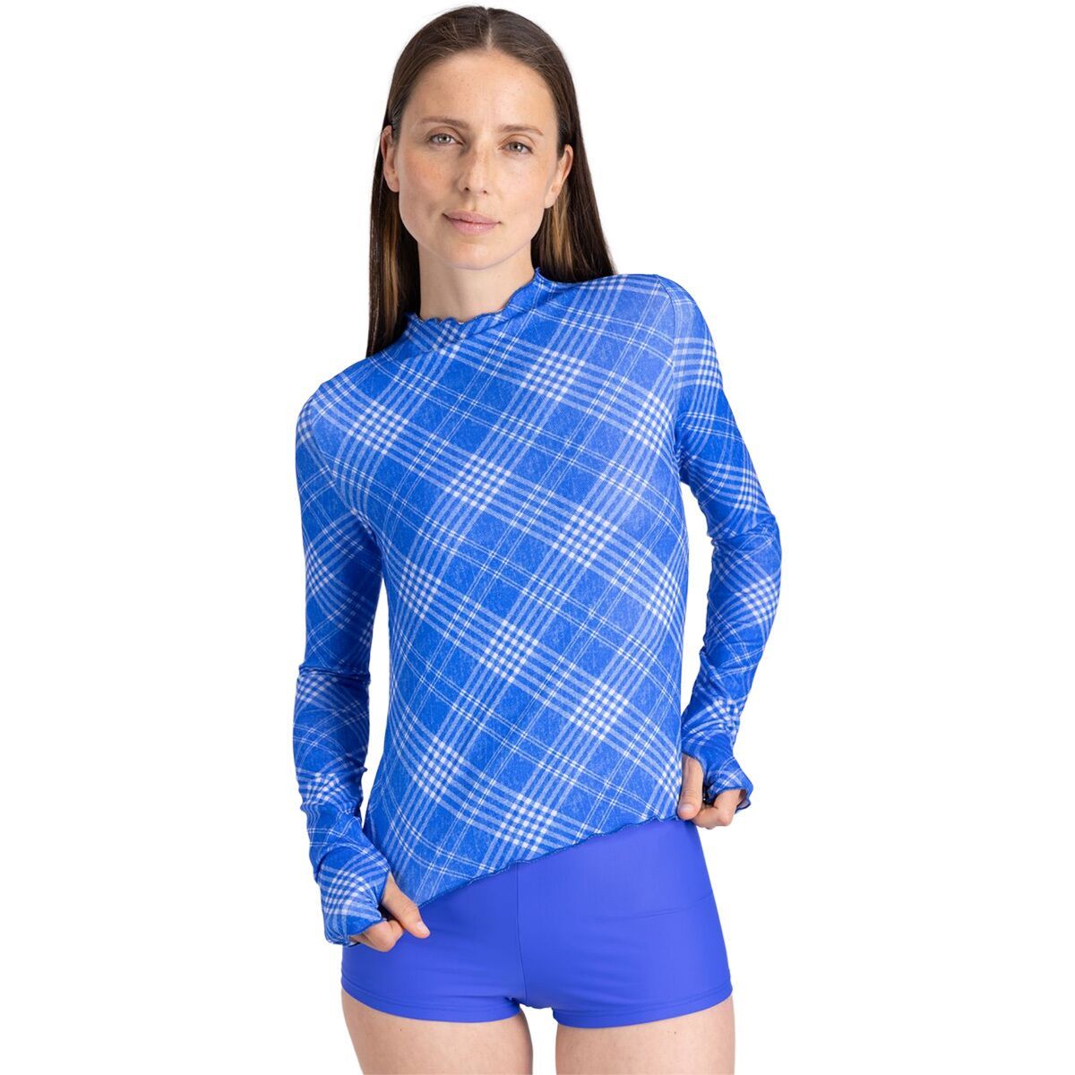 Image of Wallien Rash Guard - Women's Blue Check, M