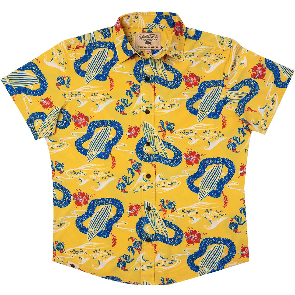 Western Aloha Western Aloha Recycled Surfboard Aloha Shirt - Men's Yellow, M