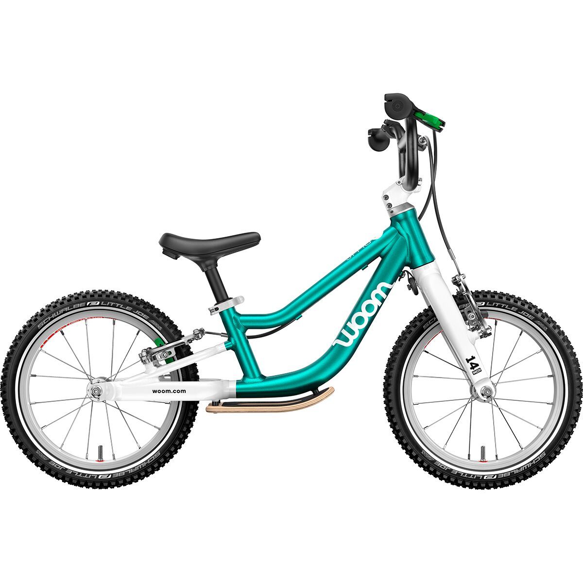 Image of Woom GO 1 Plus 14in Bike - Kids' Metallic Turquoise, One Size