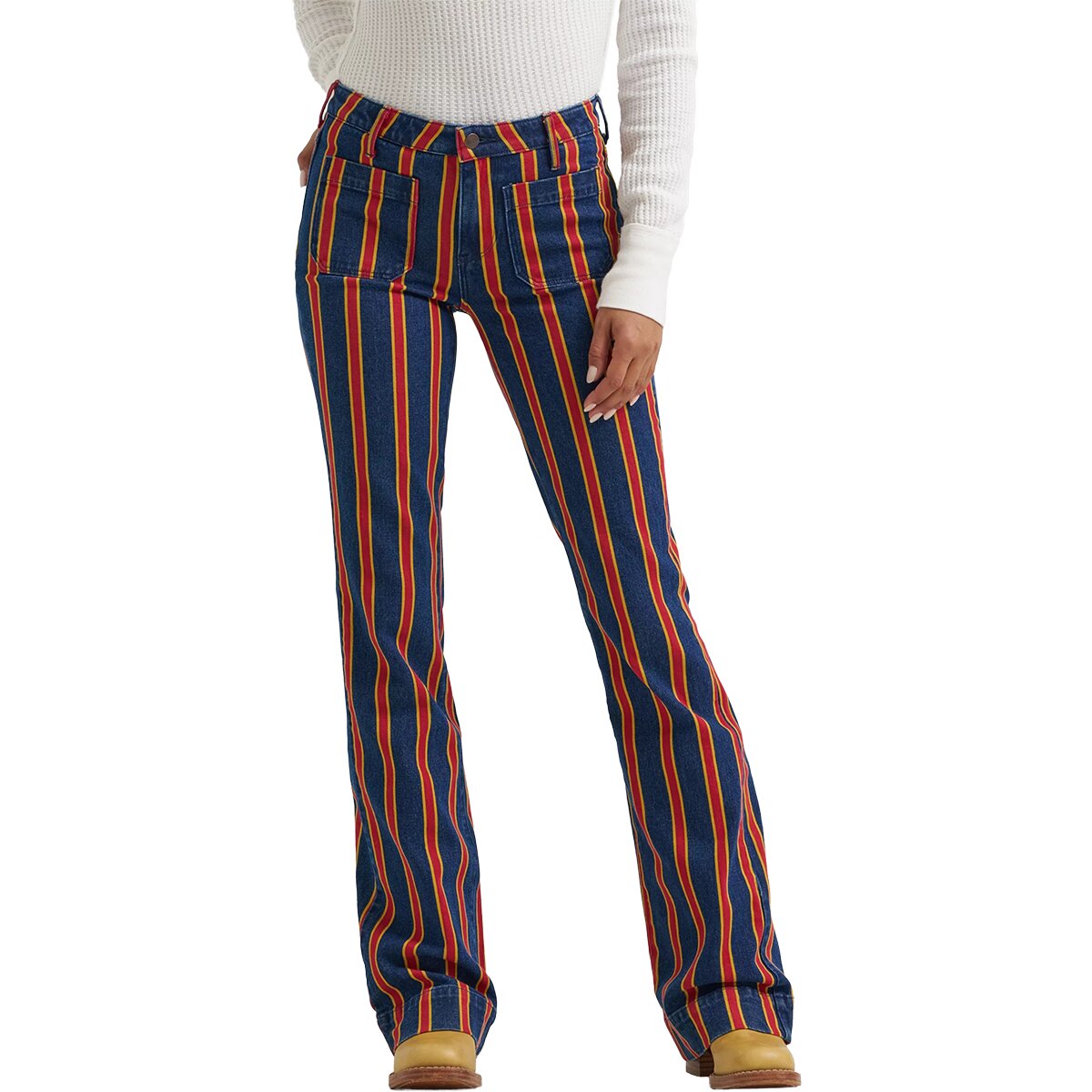 Image of Wrangler Mid Rise Rainbow Flare Pant - Women's Off To The Races, 28x32