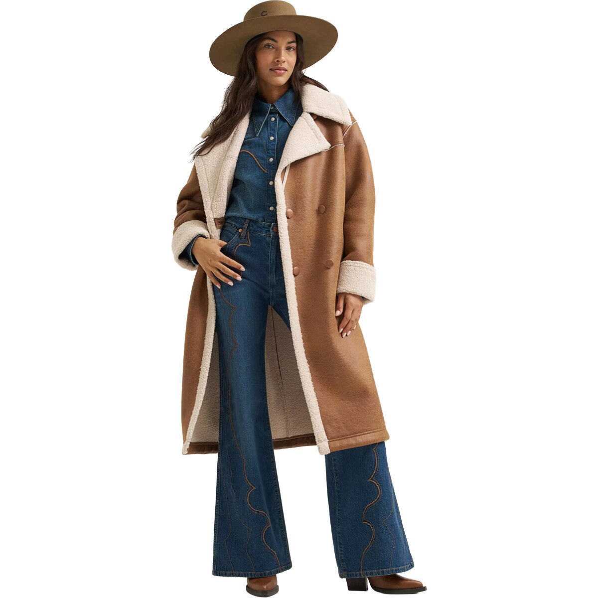 Image of Wrangler Wrange Faux Leather Coat - Women's Medium Brown, S