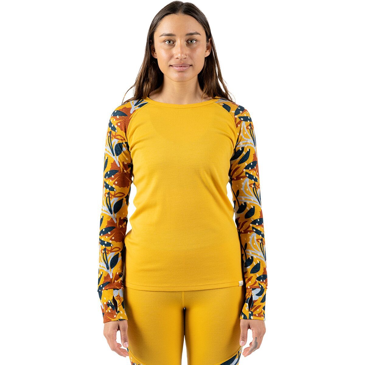 Wild Rye Evie Raglan Top - Women's Chonky Floral Golden Yellow, 6