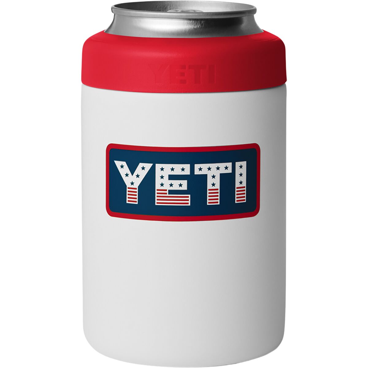 Image of YETI Rambler Colster White/Rescue Red/Badge, One Size