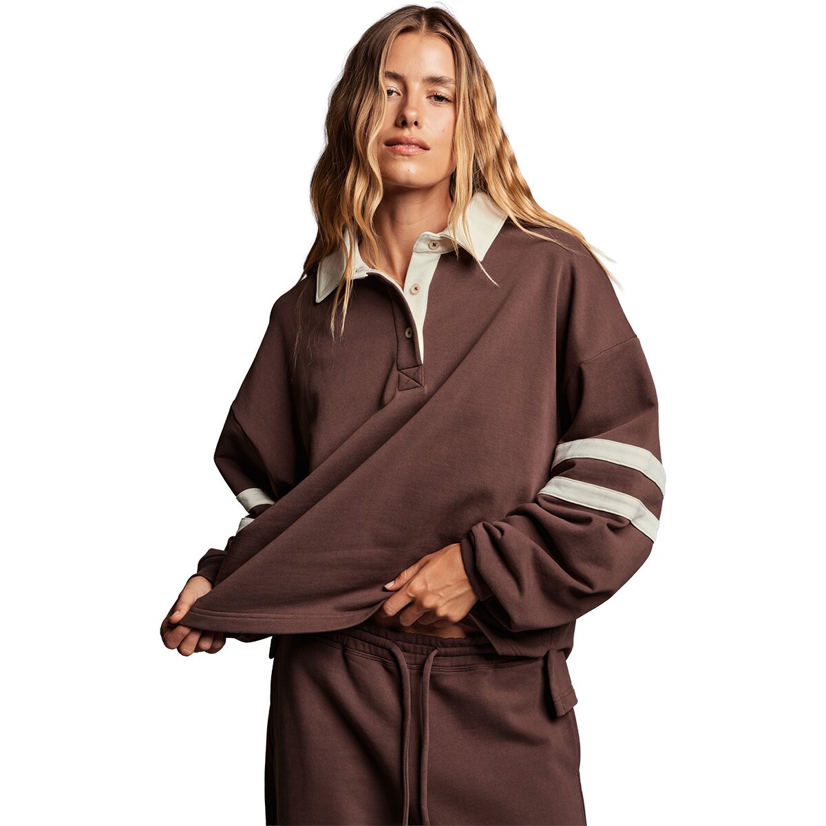Year of Ours Rugby Sweatshirt - Women's Brown/Cream, M