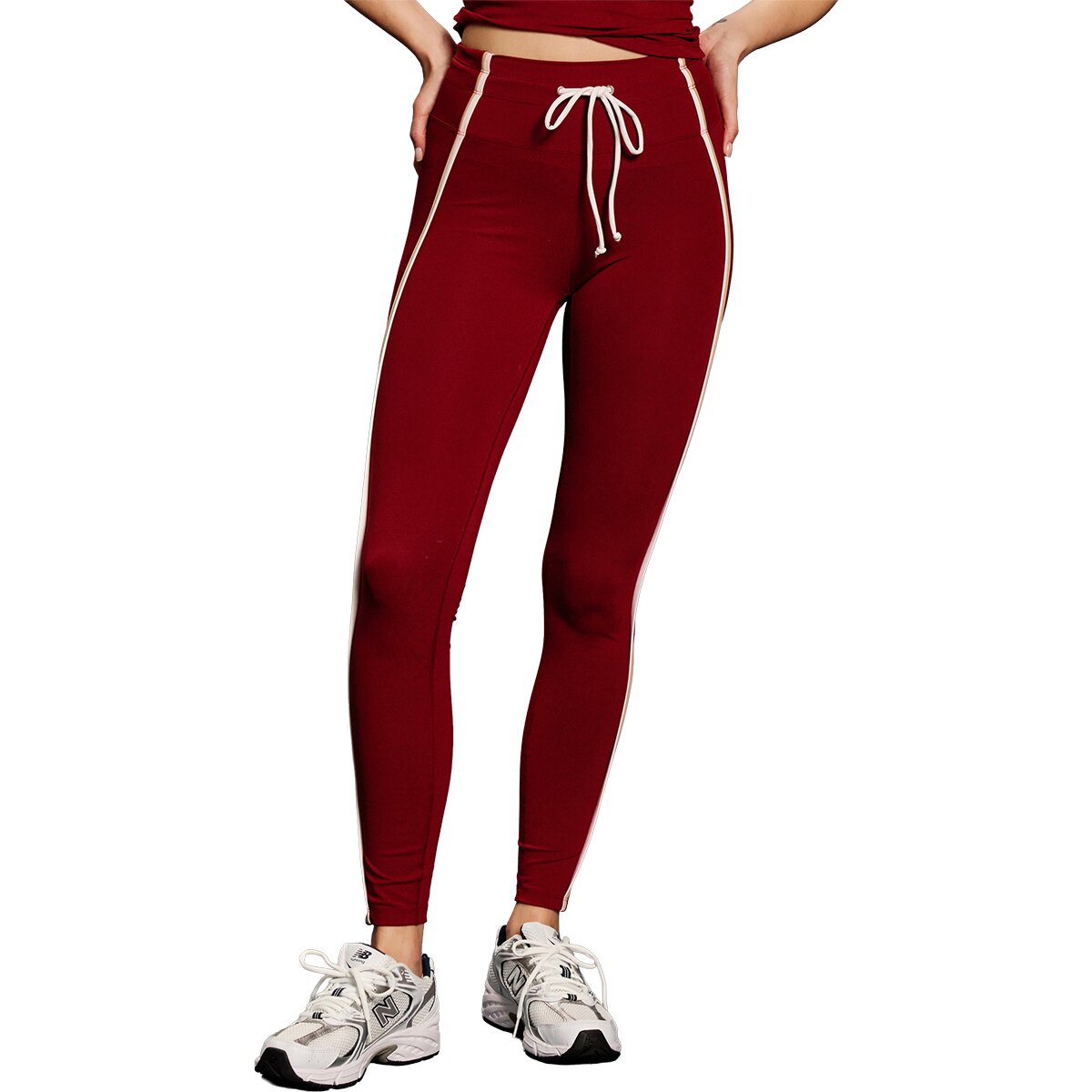 Image of Year of Ours Sport Doubled Lines Legging - Women's Maroon/White, XL