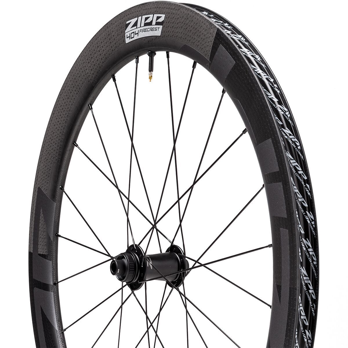 Image of Zipp 404 Firecrest Carbon Disc Brake Wheel - Tubeless Black, Front, 12x100mm