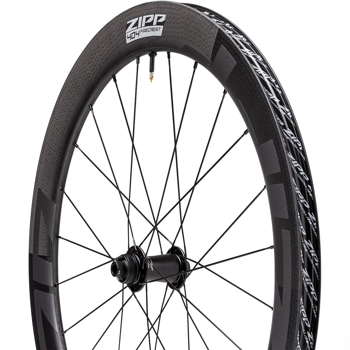 Image of Zipp 404 Firecrest Carbon Disc Brake Wheel - Tubeless Black, Front, 12x100mm