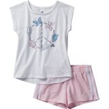 Adidas Cotton French Terry Short Set - Infant Girls' White/Light Pink, 24M