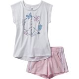 Adidas Cotton French Terry Short Set - Girls' White/Light Pink, 3T