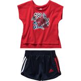 Adidas Graphic T-Shirt Mesh Short Set - Infant Girls' Vivid Red, 12M