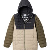 Columbia Powder Lite Hooded Insulated Jacket - Boys' Ancient Fossil/Shark/Stone Green, M