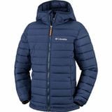 Columbia Powder Lite Hooded Insulated Jacket - Boys' Collegiate Navy/Canyon Gold, XL
