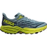 HOKA Speedgoat 5 Trail Running Shoe - Men's Stone Blue/Dark Citron, 14.0