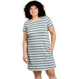 Toad&Co Windmere II Short-Sleeve Dress - Women's Blue Surf Wide Stripe, XL