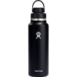 Hydro Flask 40oz Wide Mouth Water Bottle + Flex Chug Cap Black, One Size